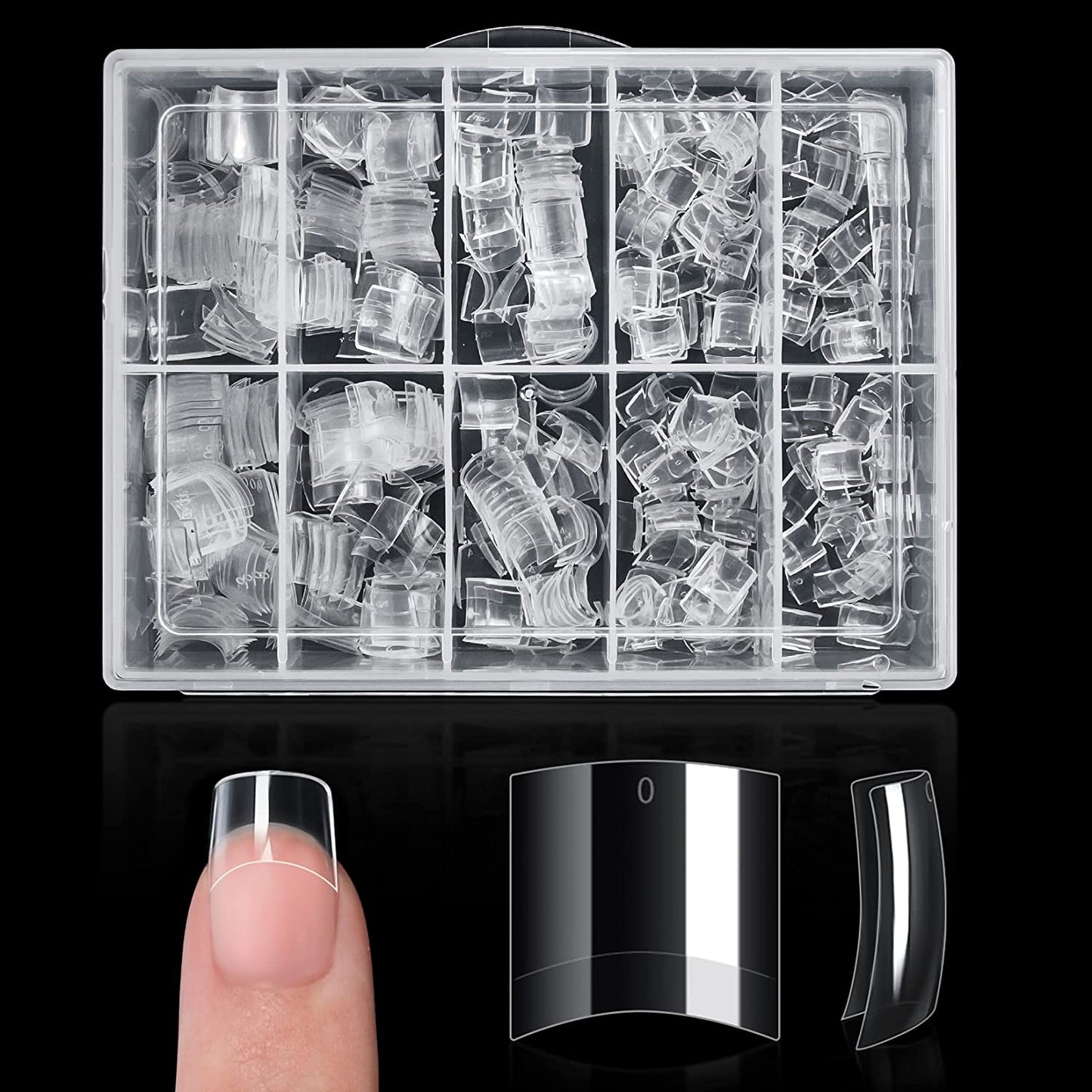 NOELNEXUS 500PCS False Nail Tips for Acrylic Nails - Clear False Nail Tips Short Artificial Tips for Manicure