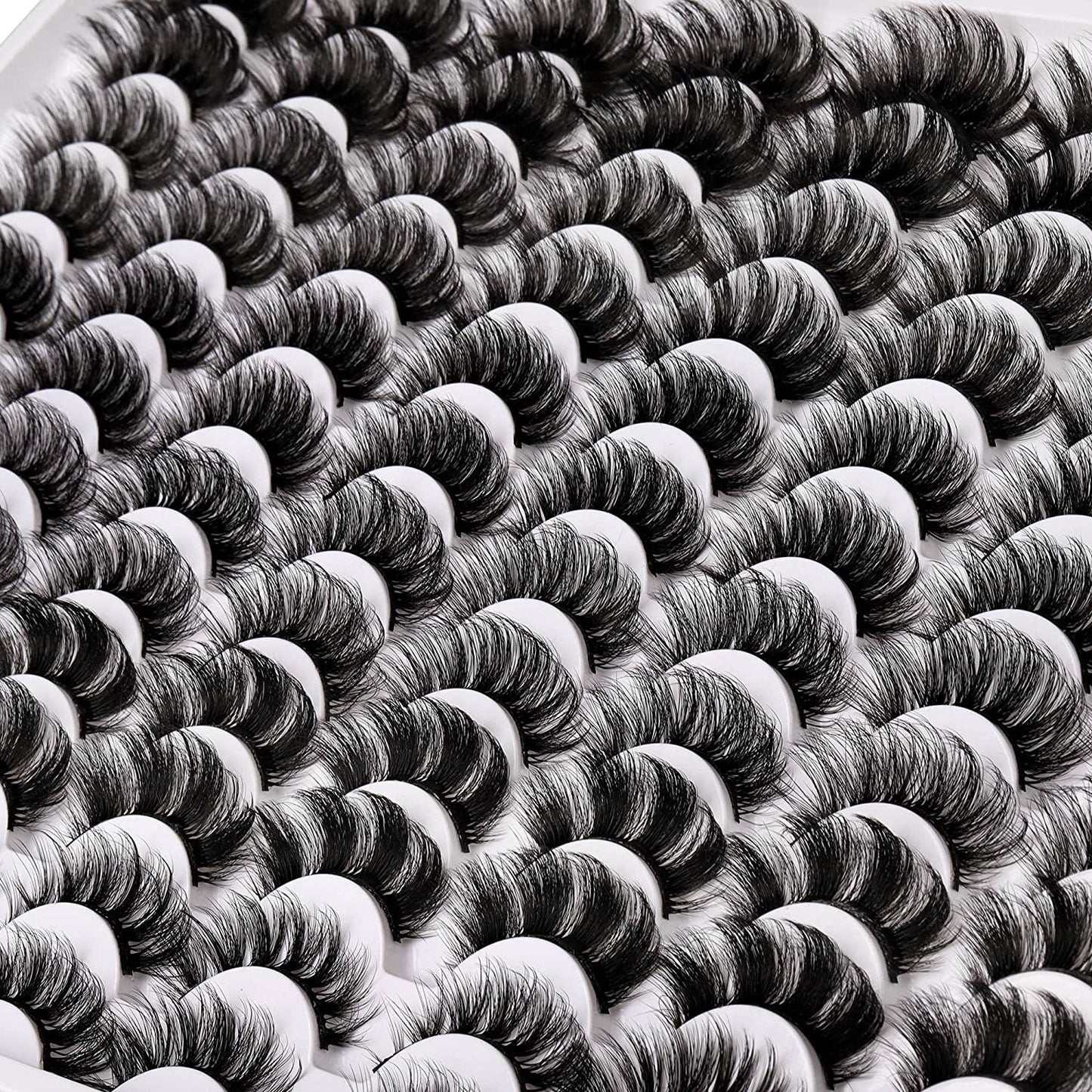 GHWMYD-False Eyelashes 48 Pairs 6 Styles Mixed Fluffy Curled Fake Eye Lashes Bulk Wholesale Dramatic Thick 5D Wispy Strip Faux Mink Eyelashes Multipack