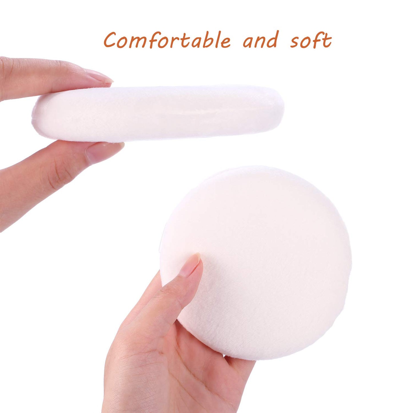 MYSWEETY Powder Puff, 4.13 Inch Powder Puff for Body Powder, Ultra Soft Velour Body Puff with Ribbon, 2pcs, White, Round