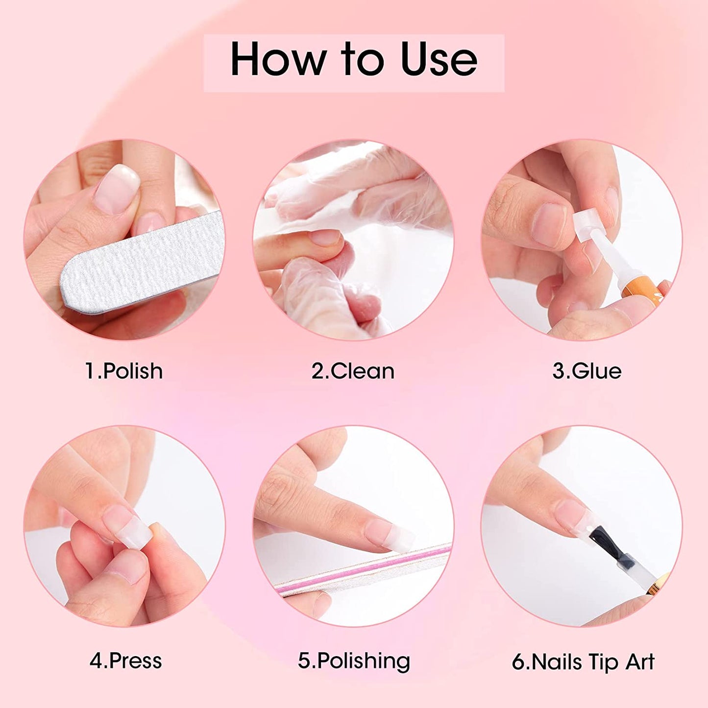 NOELNEXUS 500PCS False Nail Tips for Acrylic Nails - Clear False Nail Tips Short Artificial Tips for Manicure