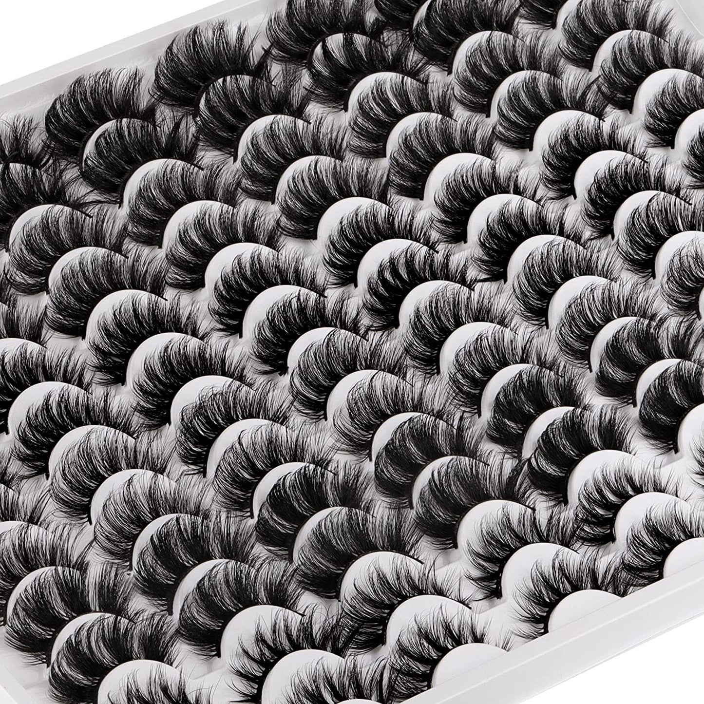 GHWMYD-False Eyelashes 48 Pairs 6 Styles Mixed Fluffy Curled Fake Eye Lashes Bulk Wholesale Dramatic Thick 5D Wispy Strip Faux Mink Eyelashes Multipack