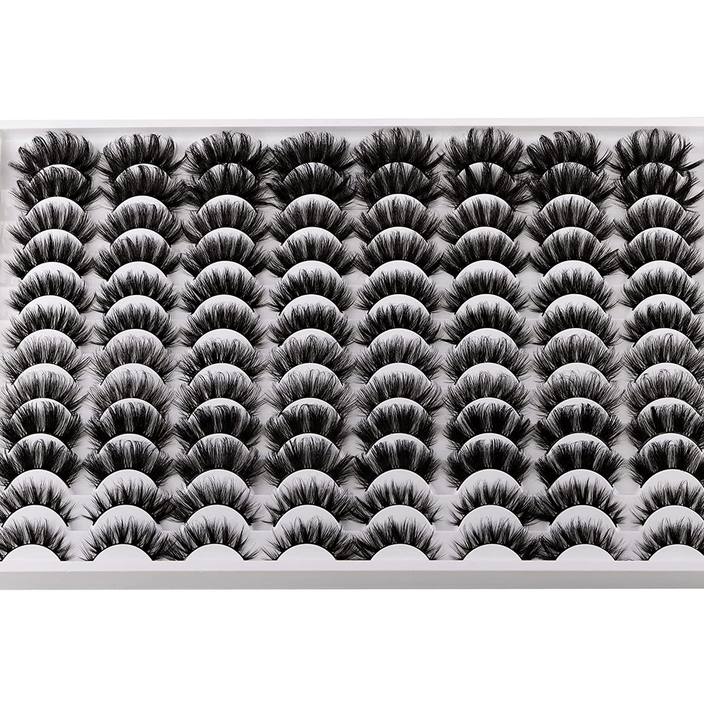 GHWMYD-False Eyelashes 48 Pairs 6 Styles Mixed Fluffy Curled Fake Eye Lashes Bulk Wholesale Dramatic Thick 5D Wispy Strip Faux Mink Eyelashes Multipack
