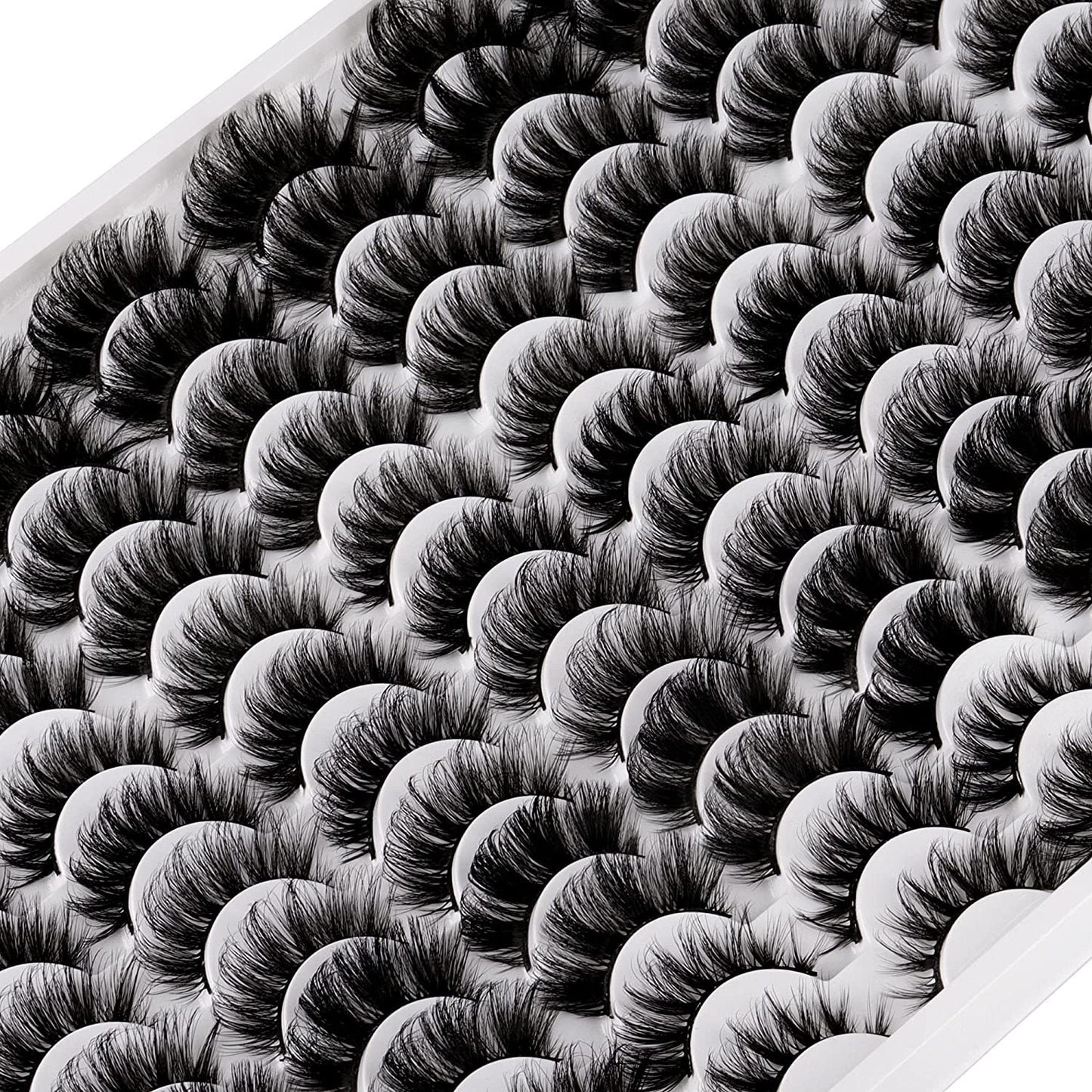 GHWMYD-False Eyelashes 48 Pairs 6 Styles Mixed Fluffy Curled Fake Eye Lashes Bulk Wholesale Dramatic Thick 5D Wispy Strip Faux Mink Eyelashes Multipack