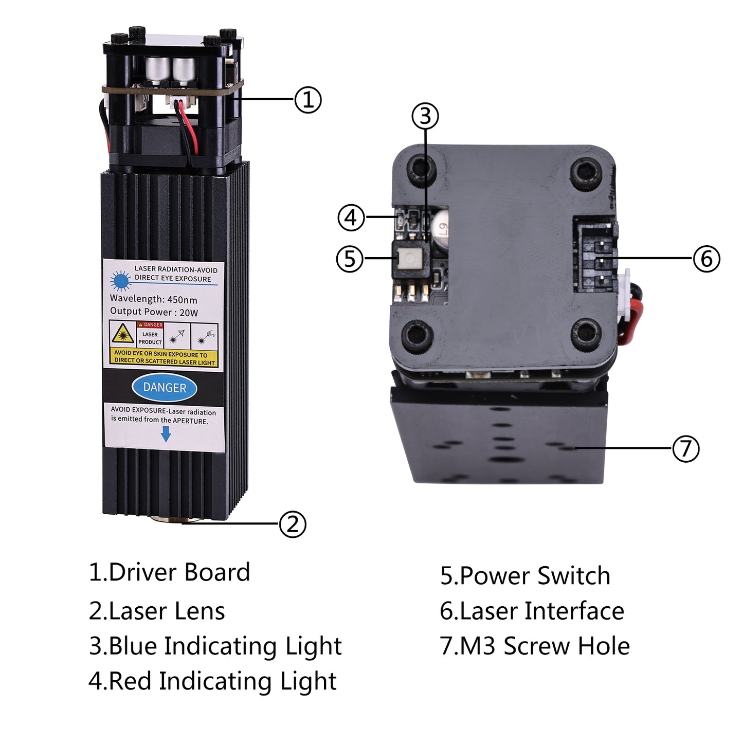 iklestar™ 20W Fixed Focus Laser Module Kit