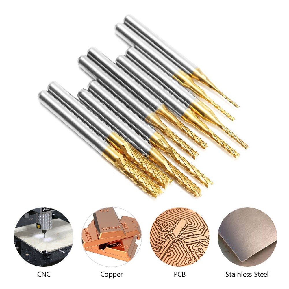 iklestar™ 10pcs PCB Milling Cutter End Mill Set