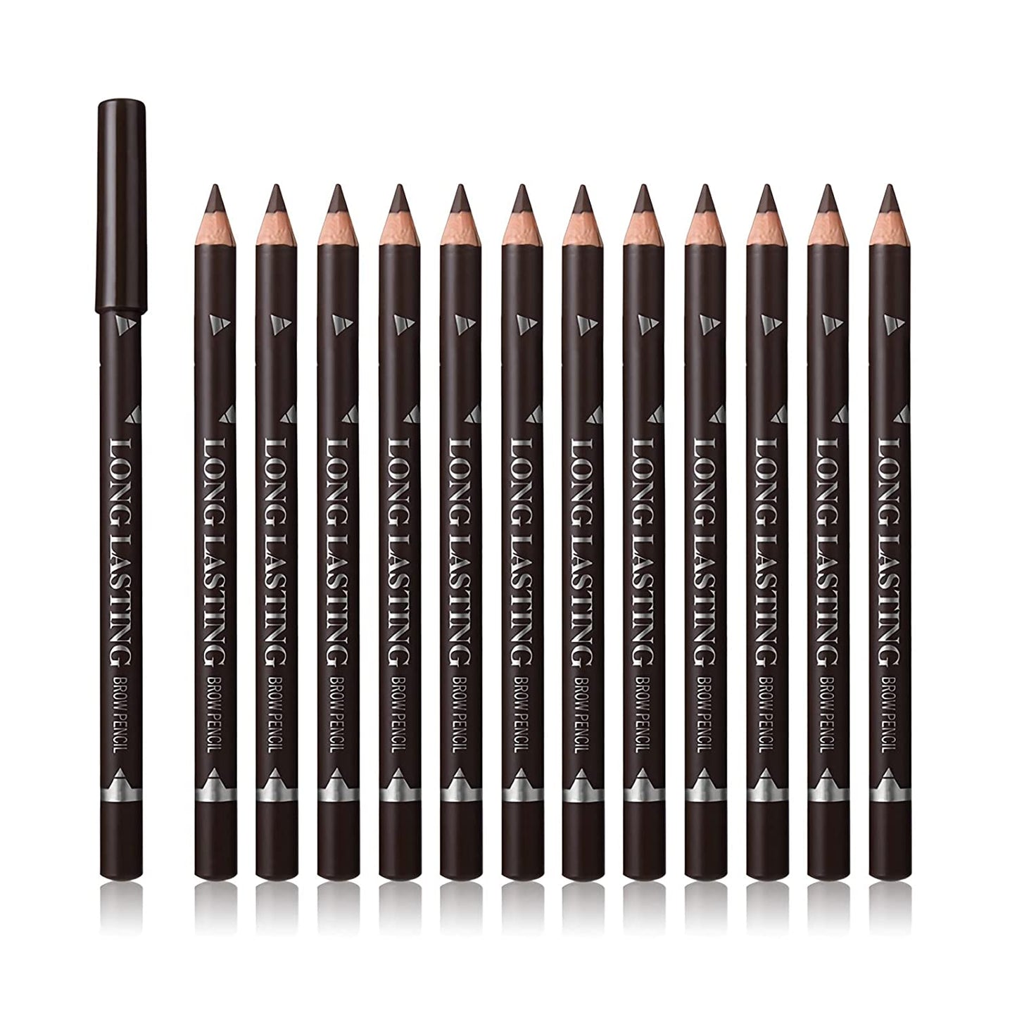 RegalRadi 12 Pcs Dark Brown Eyebrow Pencil Eyeliner Set, Waterproof Eye Brow Pencil, Easy to Color, Long Lasting Eye Liner Gel Pen, Women Professional Eye-Makeup Pencil