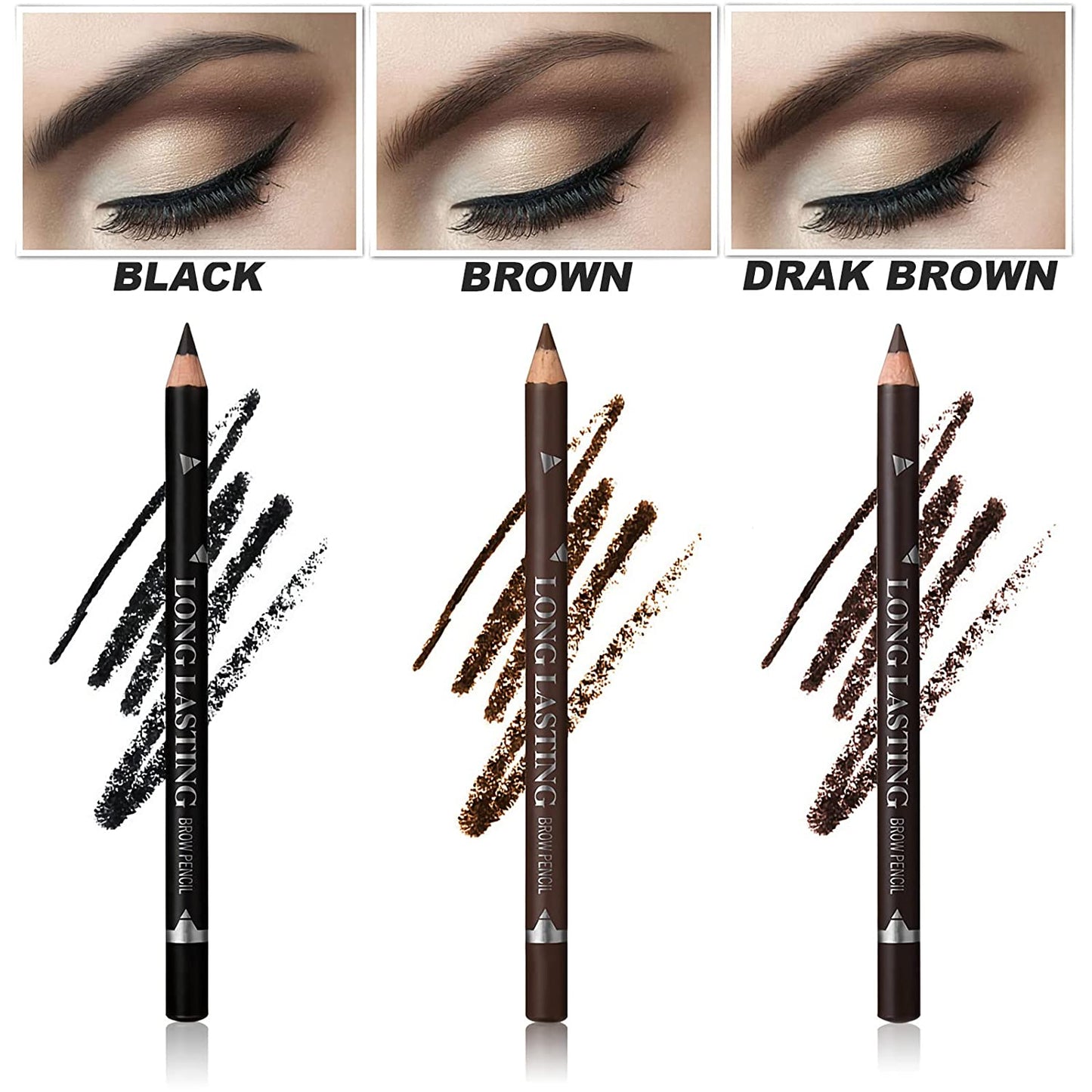 RegalRadi 12 Pcs Dark Brown Eyebrow Pencil Eyeliner Set, Waterproof Eye Brow Pencil, Easy to Color, Long Lasting Eye Liner Gel Pen, Women Professional Eye-Makeup Pencil