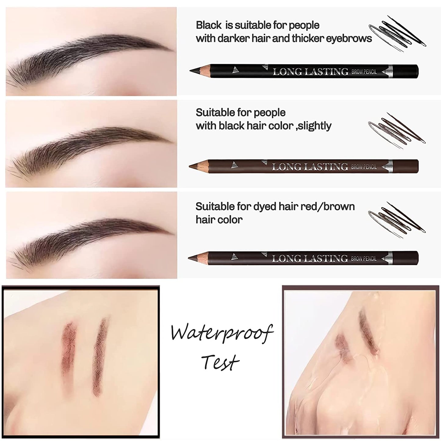 RegalRadi 12 Pcs Dark Brown Eyebrow Pencil Eyeliner Set, Waterproof Eye Brow Pencil, Easy to Color, Long Lasting Eye Liner Gel Pen, Women Professional Eye-Makeup Pencil