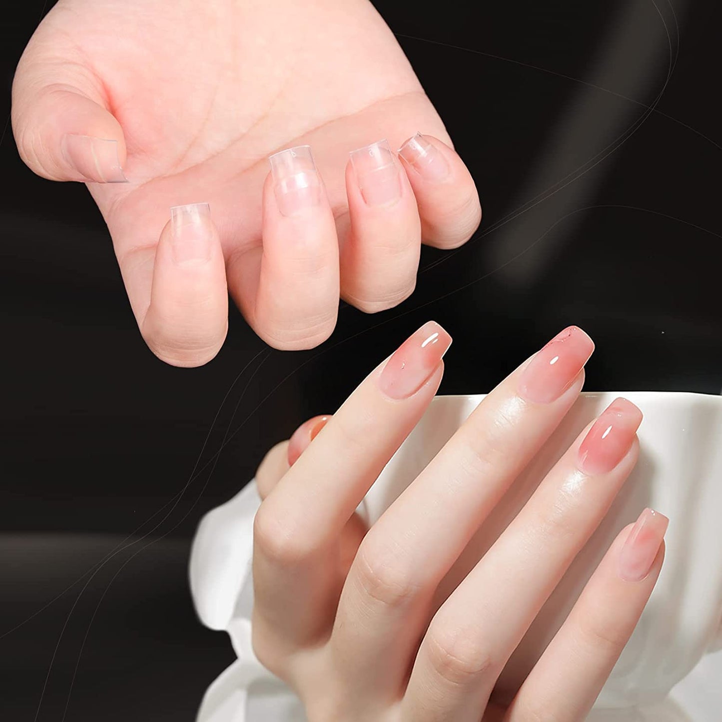 NOELNEXUS 500PCS False Nail Tips for Acrylic Nails - Clear False Nail Tips Short Artificial Tips for Manicure