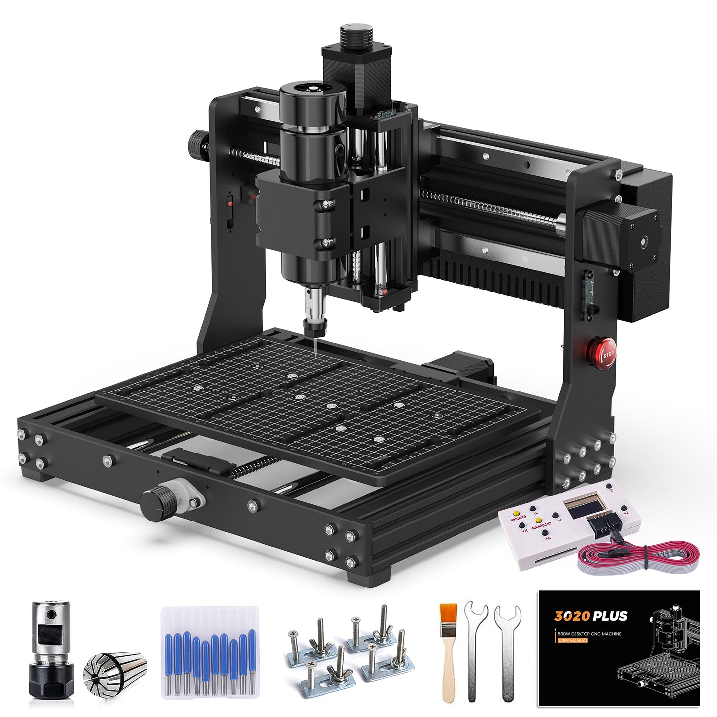 TwoWin Engravine Machine, 3020 PLUS CNC Wood Router 3 Axis Desktop CNC Machine for Metal Wood Acrylic MDF, Working Area 300*200*73 mm