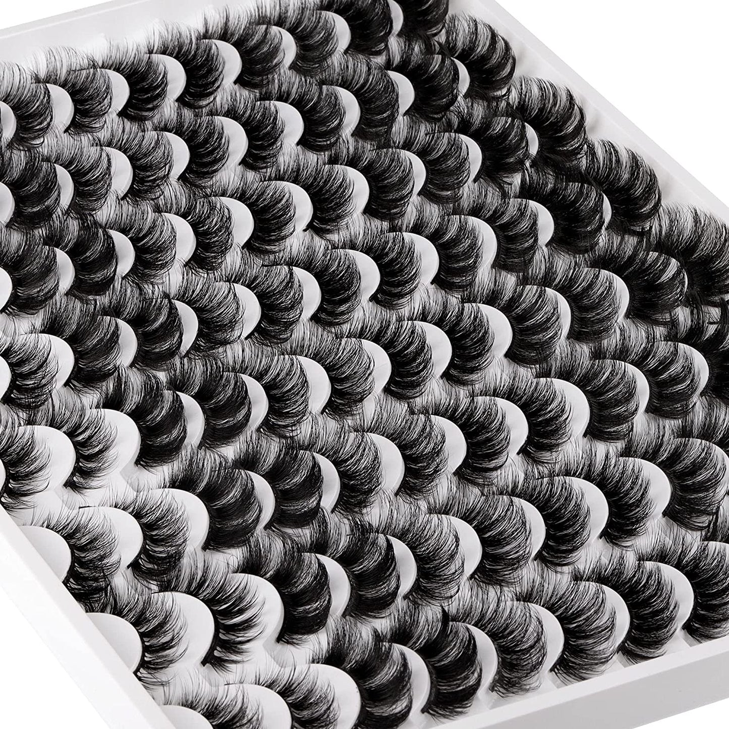 GHWMYD-False Eyelashes 48 Pairs 6 Styles Mixed Fluffy Curled Fake Eye Lashes Bulk Wholesale Dramatic Thick 5D Wispy Strip Faux Mink Eyelashes Multipack