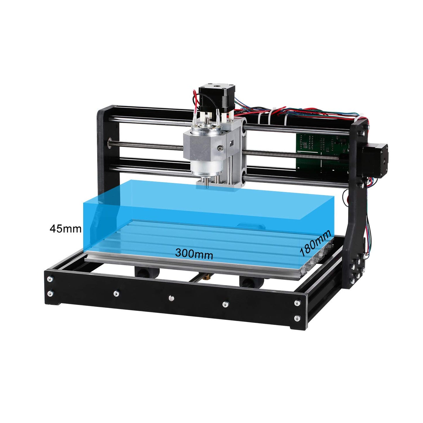 the working size of  iklestar cnc router 3018-pro is 300*180*45 mm