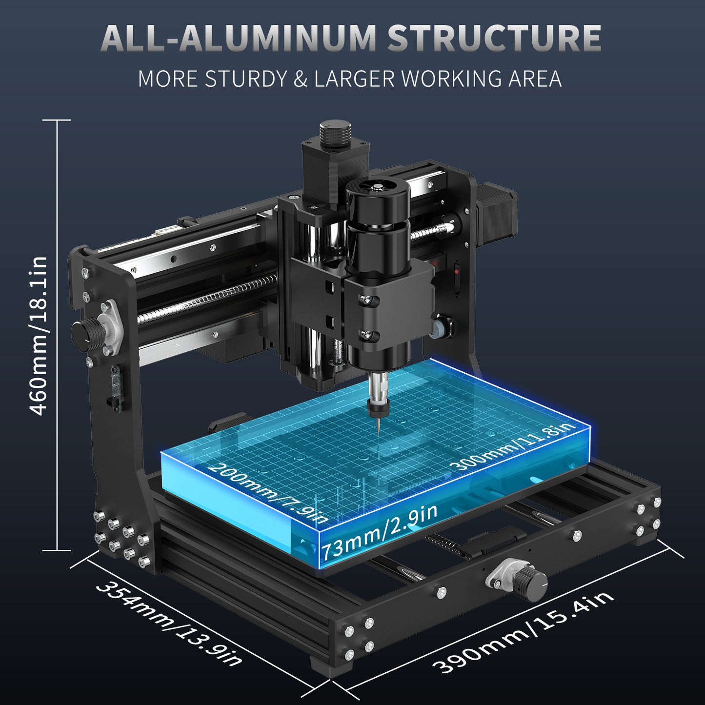 TwoWin Engravine Machine, 3020 PLUS CNC Wood Router 3 Axis Desktop CNC Machine for Metal Wood Acrylic MDF, Working Area 300*200*73 mm