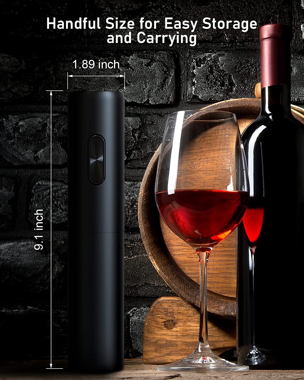 MYSWEETY Electric Wine Opener Battery Operated Bottle Openers Reusable Wine Corkscrew for Kitchen Home Bar Restaurant - Black
