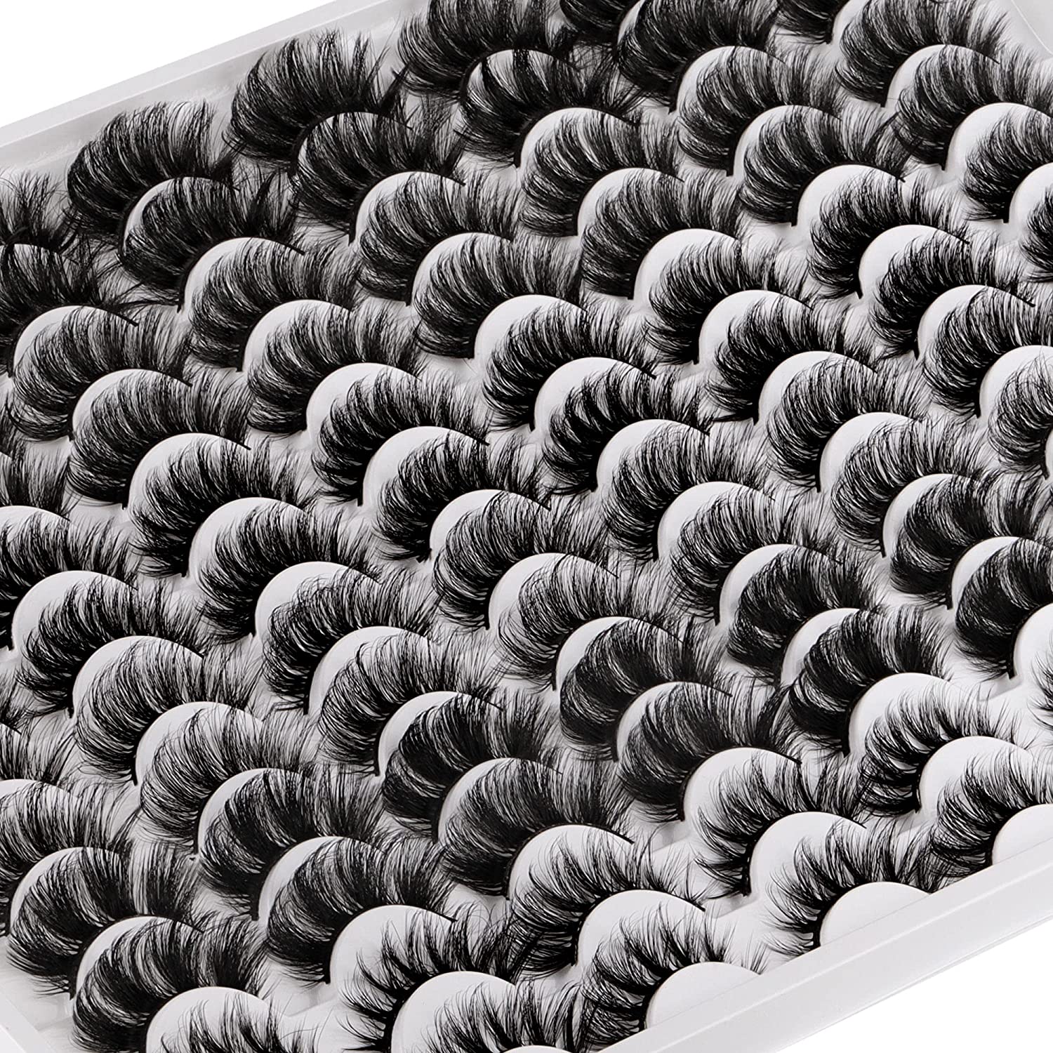GHWMYD-False Eyelashes 48 Pairs 6 Styles Mixed Fluffy Curled Fake Eye Lashes Bulk Wholesale Dramatic Thick 5D Wispy Strip Faux Mink Eyelashes Multipack