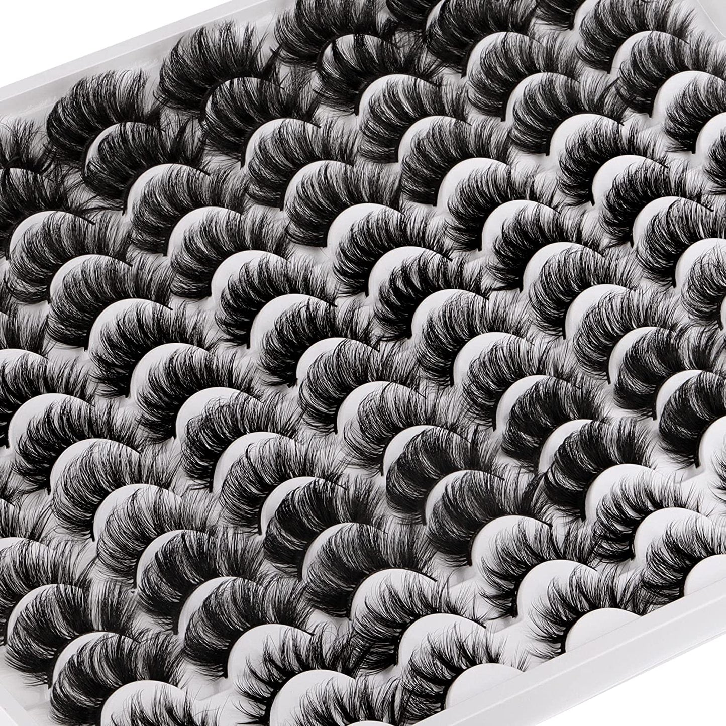 GHWMYD-False Eyelashes 48 Pairs 6 Styles Mixed Fluffy Curled Fake Eye Lashes Bulk Wholesale Dramatic Thick 5D Wispy Strip Faux Mink Eyelashes Multipack