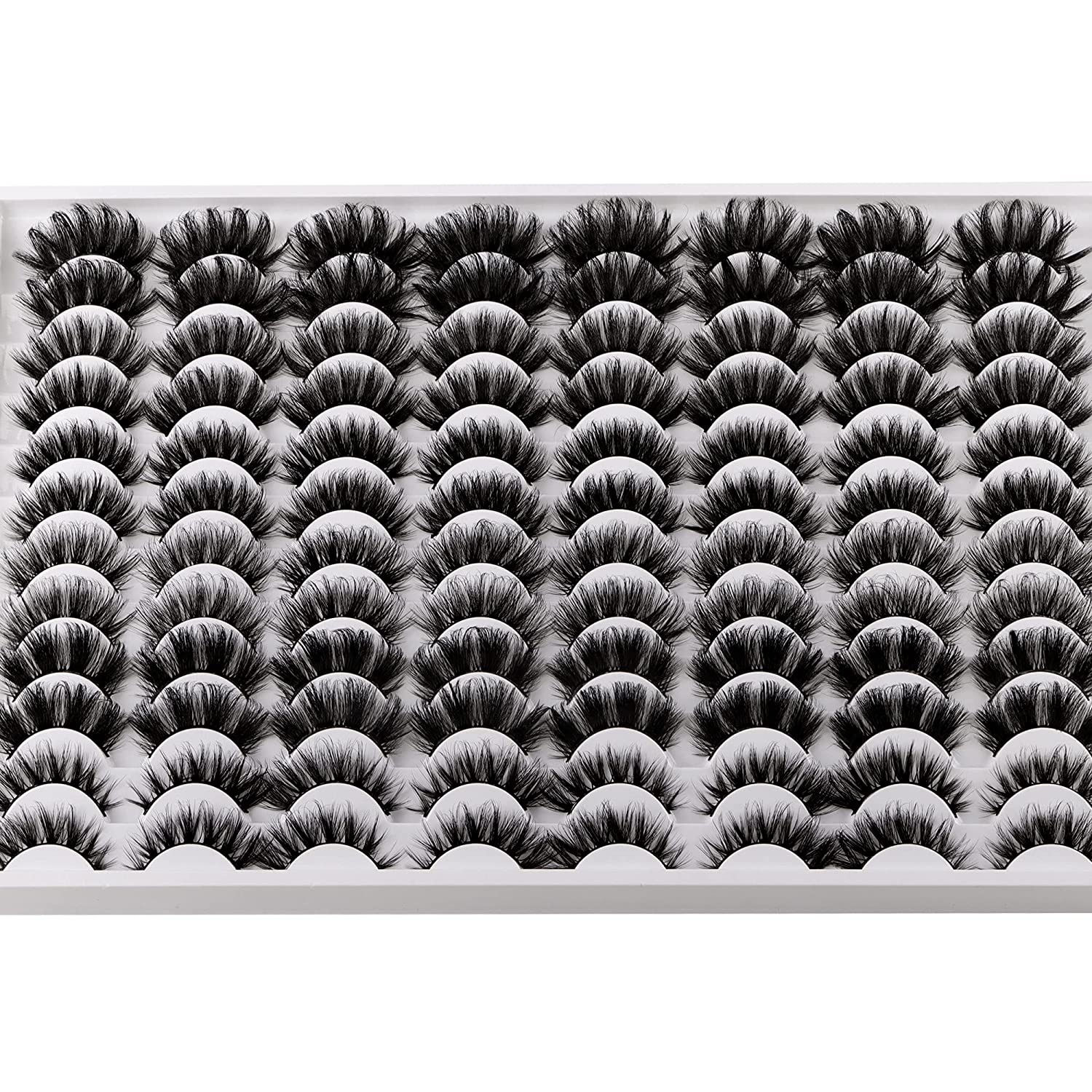 GHWMYD-False Eyelashes 48 Pairs 6 Styles Mixed Fluffy Curled Fake Eye Lashes Bulk Wholesale Dramatic Thick 5D Wispy Strip Faux Mink Eyelashes Multipack