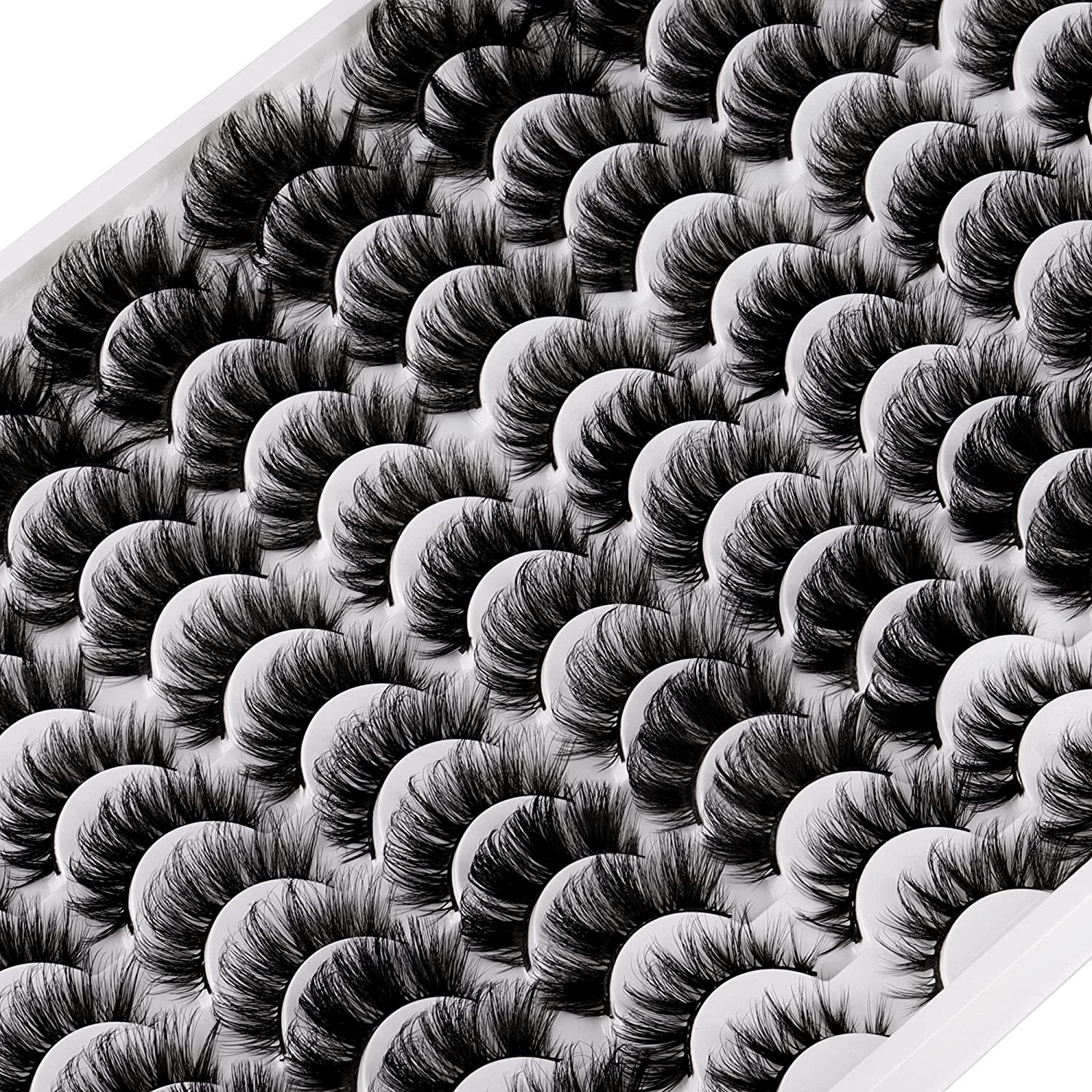 GHWMYD-False Eyelashes 48 Pairs 6 Styles Mixed Fluffy Curled Fake Eye Lashes Bulk Wholesale Dramatic Thick 5D Wispy Strip Faux Mink Eyelashes Multipack