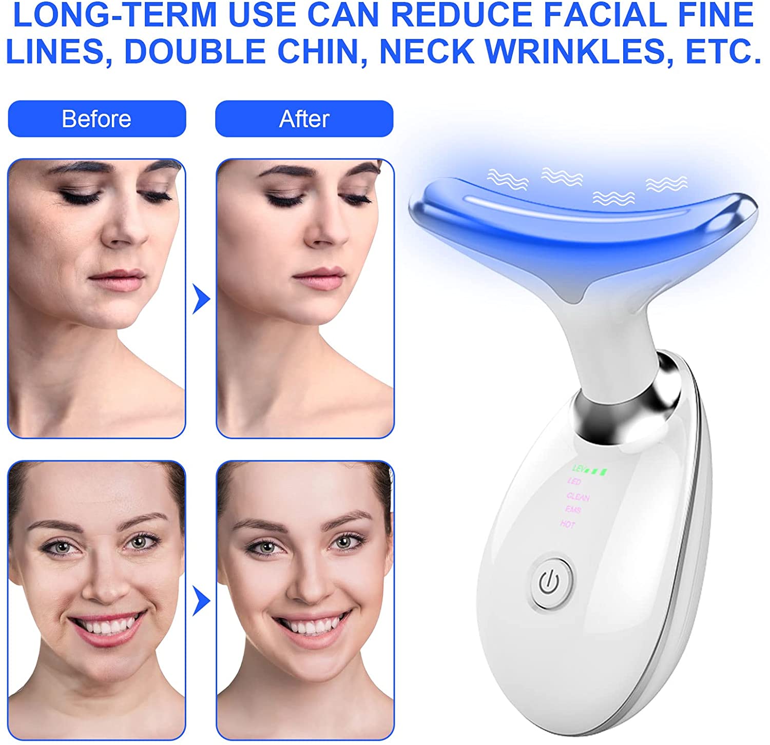 Cutebella - Face Neck Anti Wrinkles Massager Anti-Aging Facial Eye Beauty Device for Women