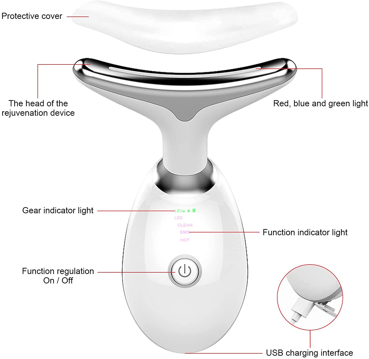 Cutebella - Face Neck Anti Wrinkles Massager Anti-Aging Facial Eye Beauty Device for Women